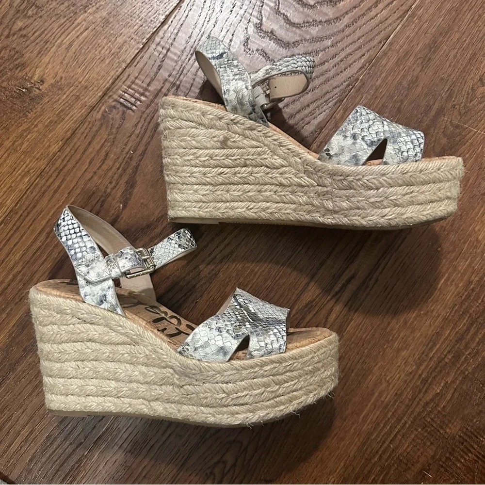 Sam Edelman Platform Espadrille Sandal Maura Snake Skin 8.5 Like New